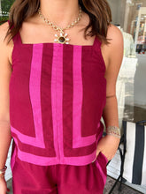 Load image into Gallery viewer, Ramsey Color Block Stripe Pant Set- Burgundy/Pink