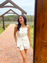 Load image into Gallery viewer, Miller Sleeveless Button Up Short Set -White