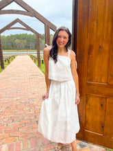 Load image into Gallery viewer, Sadie Embroidered Eyelet Crop Midi Skirt Set- White
