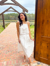 Load image into Gallery viewer, Sadie Embroidered Eyelet Crop Midi Skirt Set- White