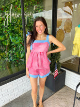 Load image into Gallery viewer, Fallyn Gingham Peplum Short Set- Red/Light Blue