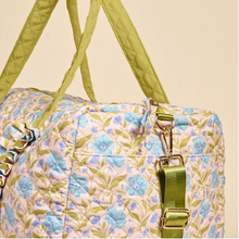 Load image into Gallery viewer, Quilted Weekender Tote Bag - Aqua Poppin' Petals