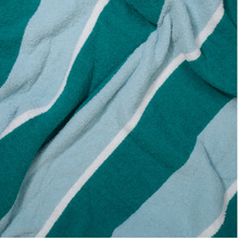 Load image into Gallery viewer, Cozy Luxe Blanket -Teal Sicily Stripes