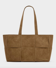 Load image into Gallery viewer, Taya Woven Suede Tote Bag- Caramel