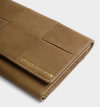 Load image into Gallery viewer, Taya Woven Suede Wallet- Caramel