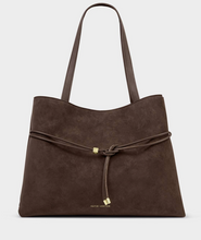 Load image into Gallery viewer, Lori Suede Belted Tote Bag- Chocolate