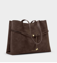 Load image into Gallery viewer, Lori Suede Belted Tote Bag- Chocolate