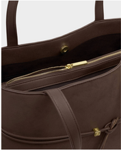 Load image into Gallery viewer, Lori Suede Belted Tote Bag- Chocolate