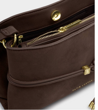 Load image into Gallery viewer, Lori Suede Belted Crossbody Bag- Chocolate