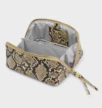 Load image into Gallery viewer, Fold Out Mirror Makeup Bag- Faux Snake