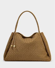 Load image into Gallery viewer, Nova Woven Suede Large Shoulder Bag - Caramel
