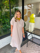 Load image into Gallery viewer, Harrison Striped V-Neck Midi Dress - Brown

