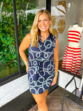 Load image into Gallery viewer, Everley Sleeveless Rope Printed Mini Dress- Navy
