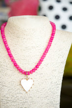 Load image into Gallery viewer, Rondelle Beaded Heart Necklace - Pink
