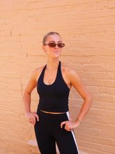 Load image into Gallery viewer, Kimberly Scoop Neck Halter Active Top- Black
