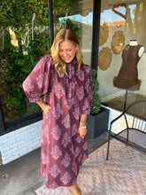 Load image into Gallery viewer, River Botanical Printed Midi Dress- Burgundy
