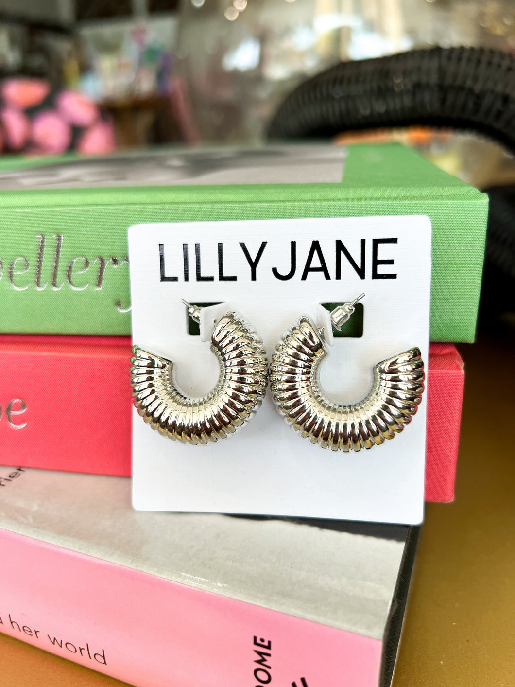 30mm Coil Textured Hoops- Silver