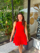 Load image into Gallery viewer, Trinity Poplin Low Waist Mini Dress- Red
