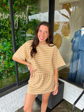 Load image into Gallery viewer, Sarah Jane Stripe Skort Set- Tan/Cream

