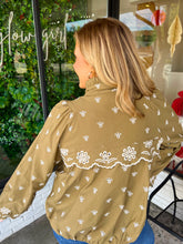 Load image into Gallery viewer, Tenille Embroidered Zip Up Jacket - Olive
