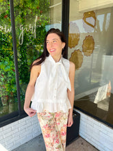 Load image into Gallery viewer, Oliver Button Up Self Tie Sleeveless Top- White
