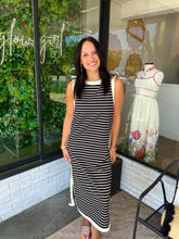 Load image into Gallery viewer, Daisha Stripe Sleeveless Midi Dress-Black/Cream
