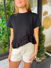 Load image into Gallery viewer, Rhodes Asymmetric Ruffle Hem Top- Black
