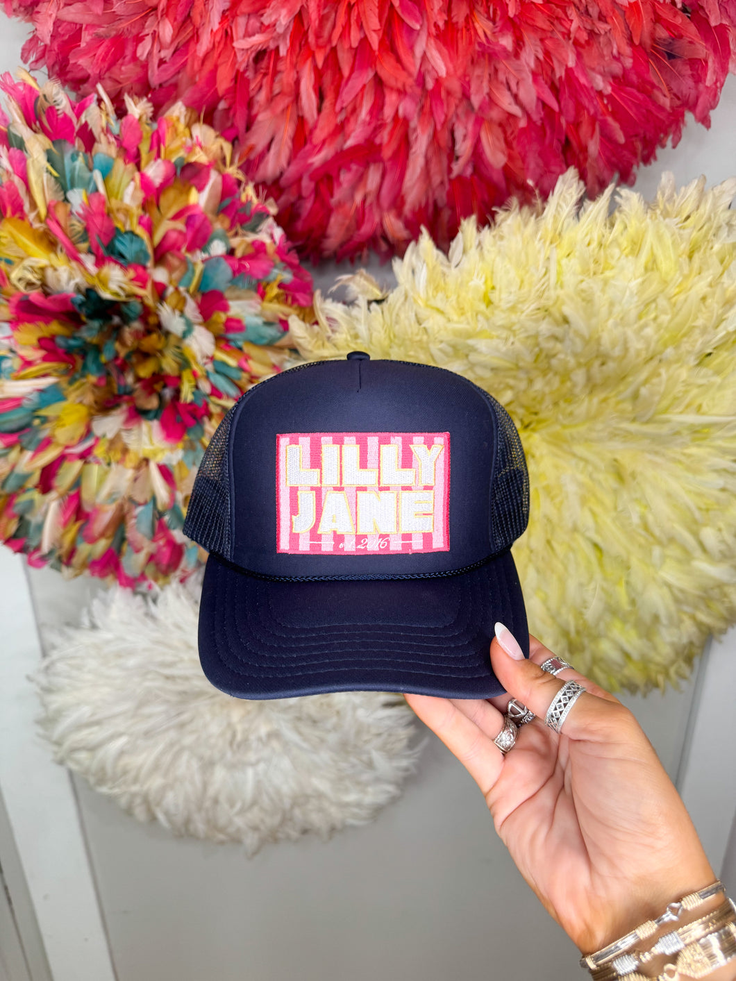 Lilly Jane Summer Spritz Trucker Hat - Navy