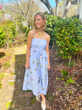 Load image into Gallery viewer, Farrah Floral Scallop Midi Dress- Blue
