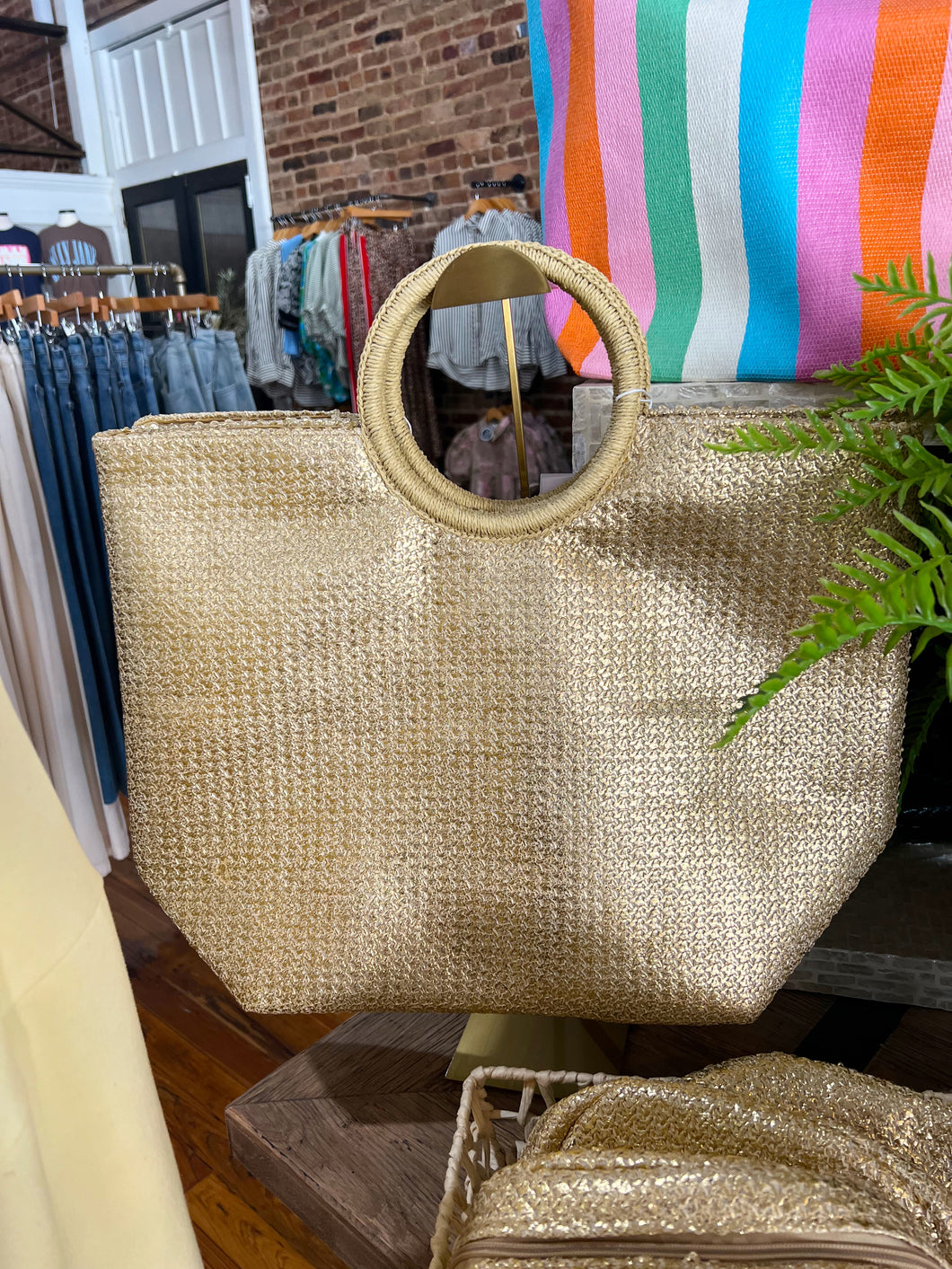 Adora Round Handle Tote- Gold