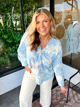 Load image into Gallery viewer, Kyle Textured Floral Button Up- Light Blue
