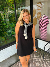 Load image into Gallery viewer, Liz Sleeveless Scarf Detail Mini Dress- Black
