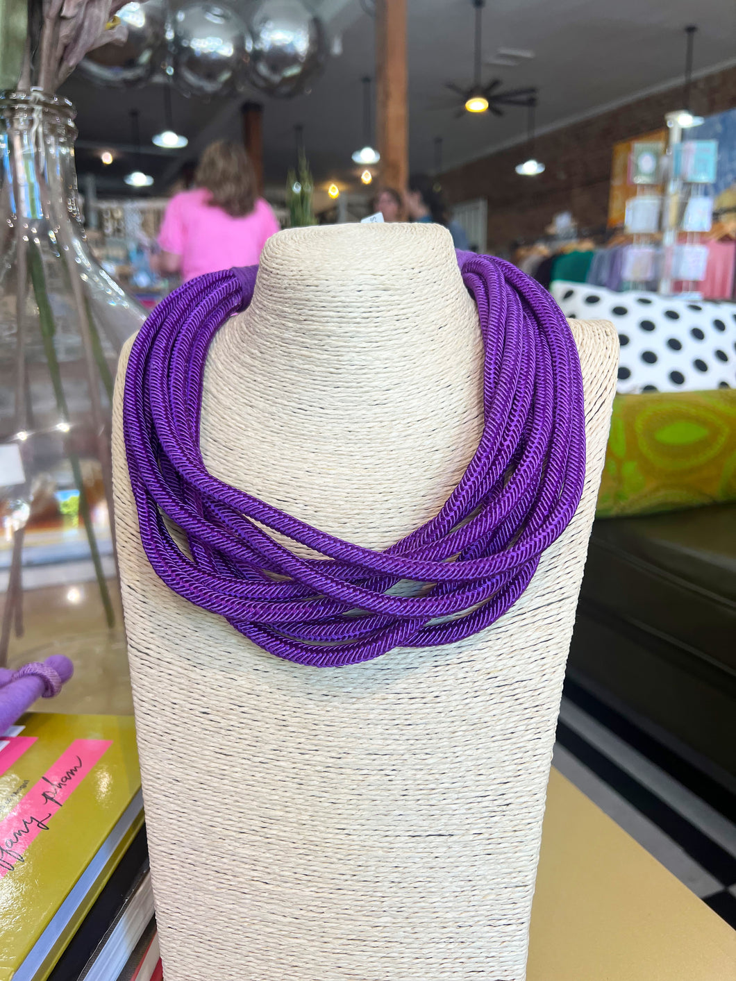 Chunky 8 Strand Rope Necklace- Purple