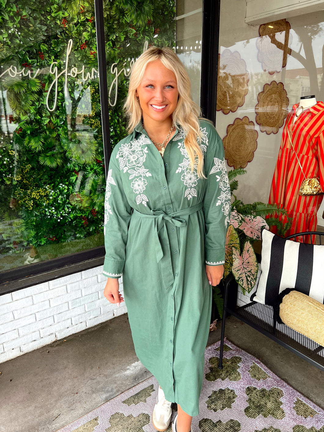 Hunter green midi dress 2025