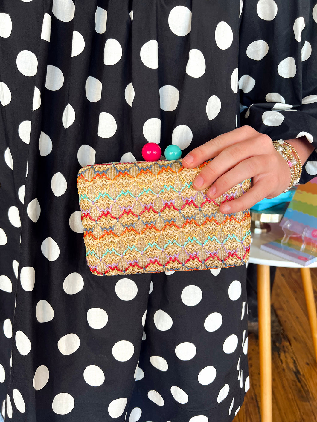 Jazz Raffia Mini Clutch - Multi Color