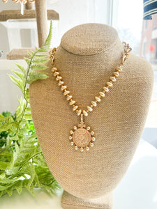 Gold Chunky Dotted Coin Necklace