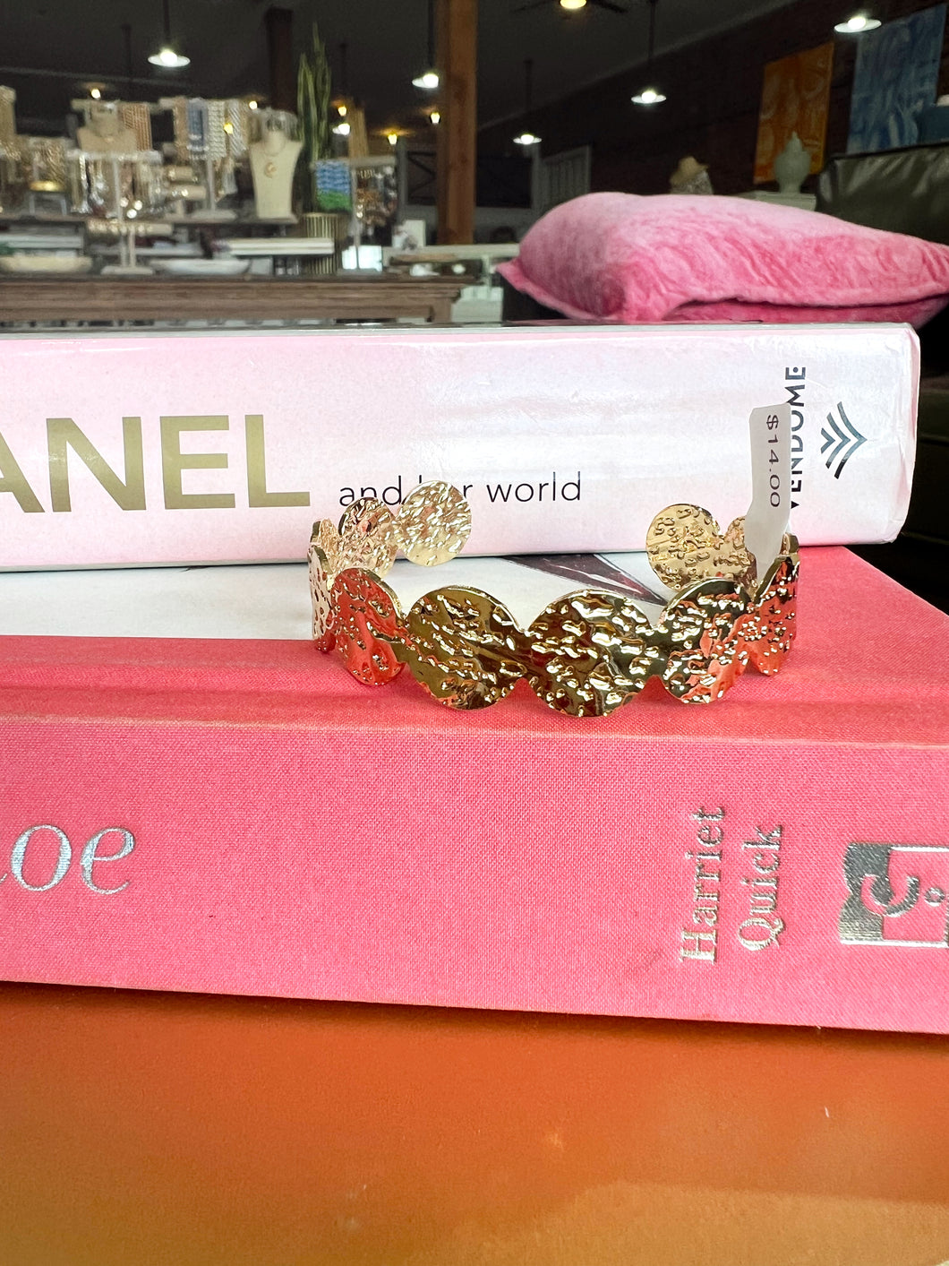 Gold Dainty Textured Circle Cuff