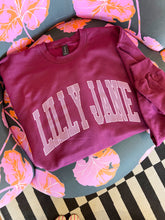 Load image into Gallery viewer, Lilly Jane Varsity Striped Sweatshirt - Maroon/Light Pink
