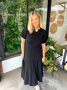 Dalton T-Shirt Midi Dress - Black
