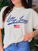 Load image into Gallery viewer, Lilly Jane Vintage Script Flag Graphic - Ivory
