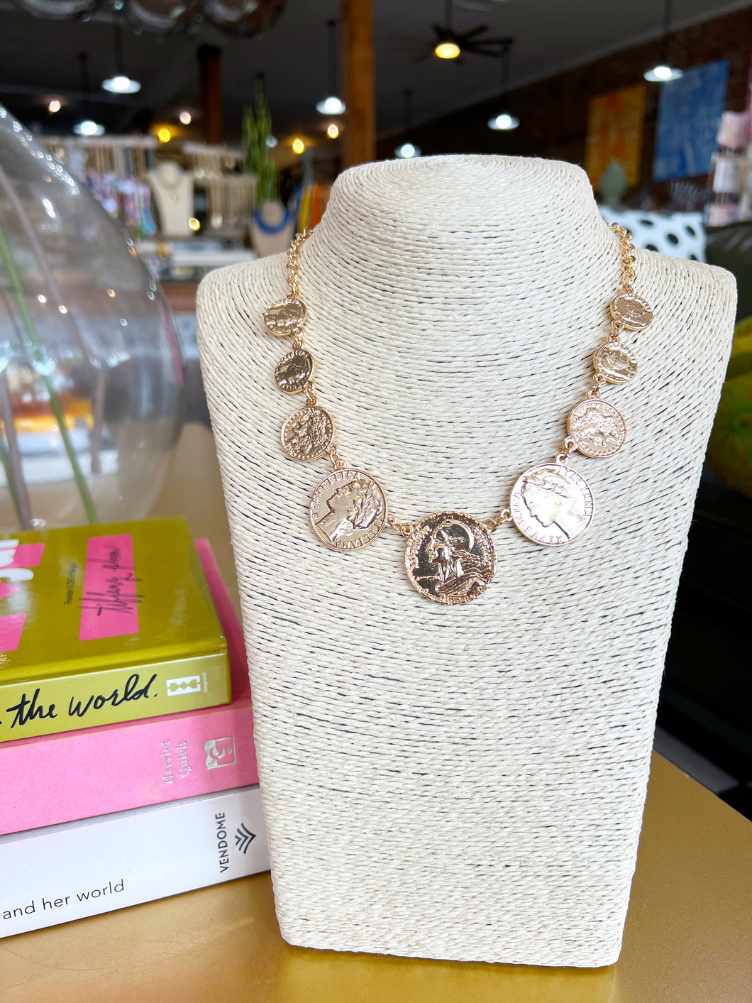 Chunky Gold Multi Coin Necklace
