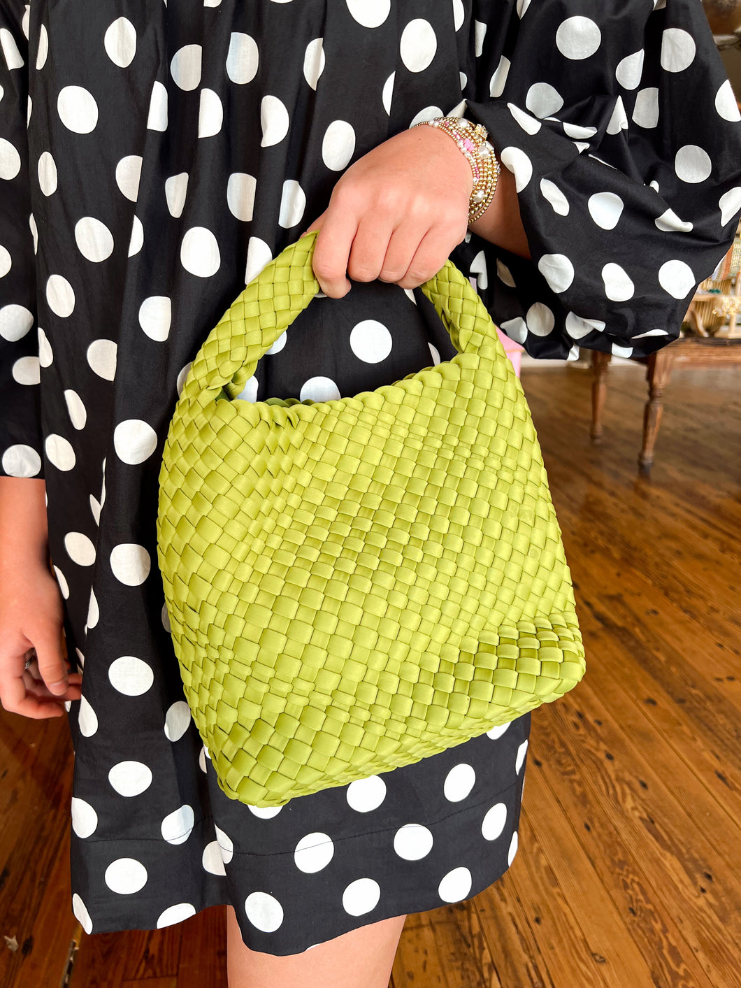 Taryn Woven Nylon Mini Bag- Lime