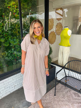 Load image into Gallery viewer, Harrison Striped V-Neck Midi Dress - Brown
