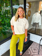 Load image into Gallery viewer, Grayson Stitched Puff Sleeve Top- Cream
