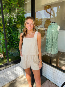 Bryce Eyelet Embroidered Short Set - Cream