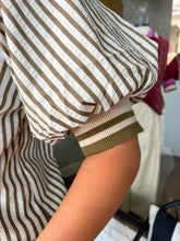 Load image into Gallery viewer, Kleine Stripe Half Zip Top- Olive Green
