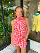 Load image into Gallery viewer, Jesslyn Gingham Halter Neck Short Set- Red
