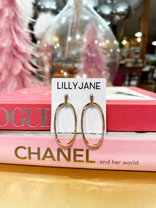 Gold Oval Drop Earrings