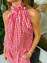 Load image into Gallery viewer, Jesslyn Gingham Halter Neck Short Set- Red
