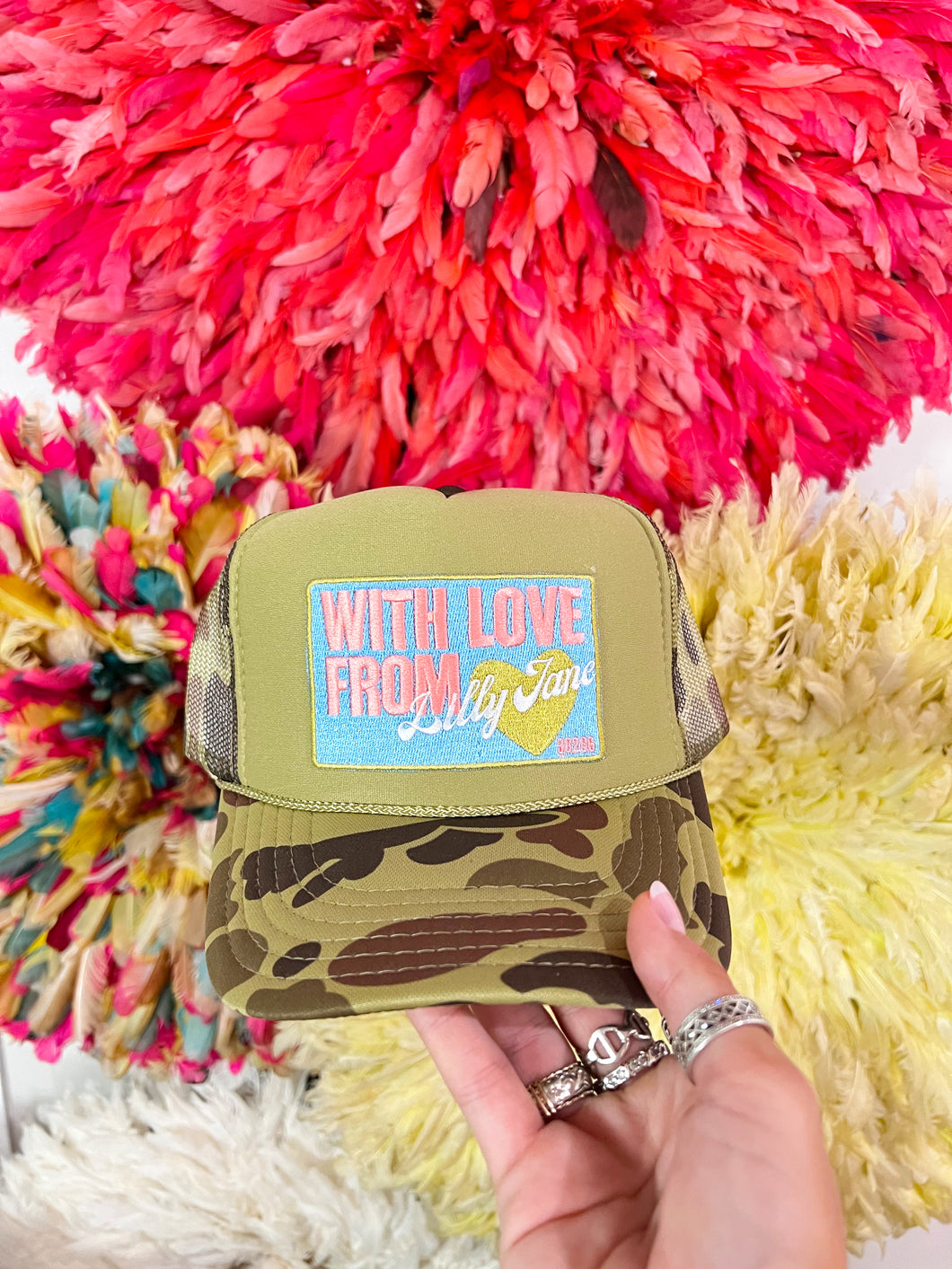 With Love From Lilly Jane Trucker Hat - Light Camo